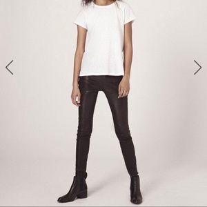 Rag & Bone Skinny Leather Pant in Washed Black